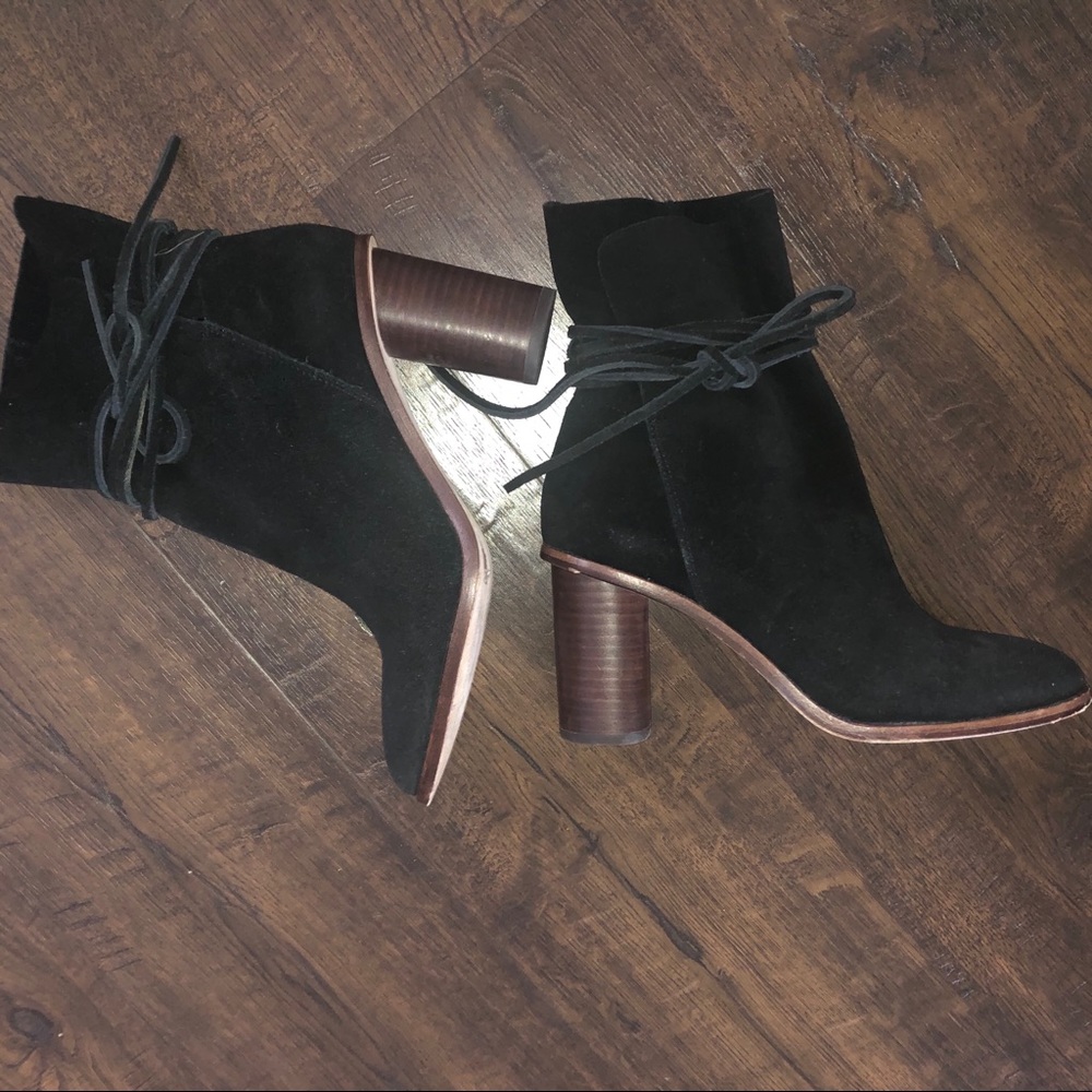 Black Suede Over The Ankle Boot